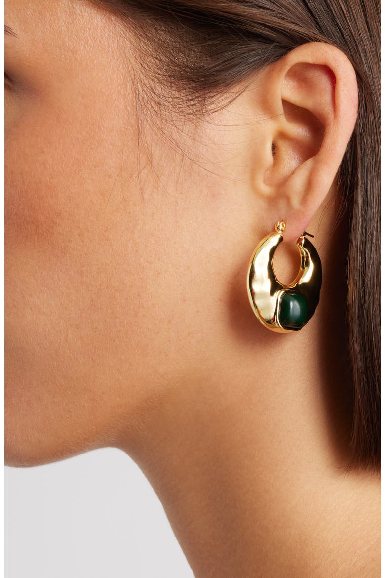 Late Night Hoop Earrings, Alternate, color, GREEN