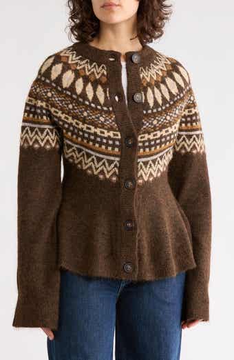 BLANKNYC Fair Isle Peplum Cardigan