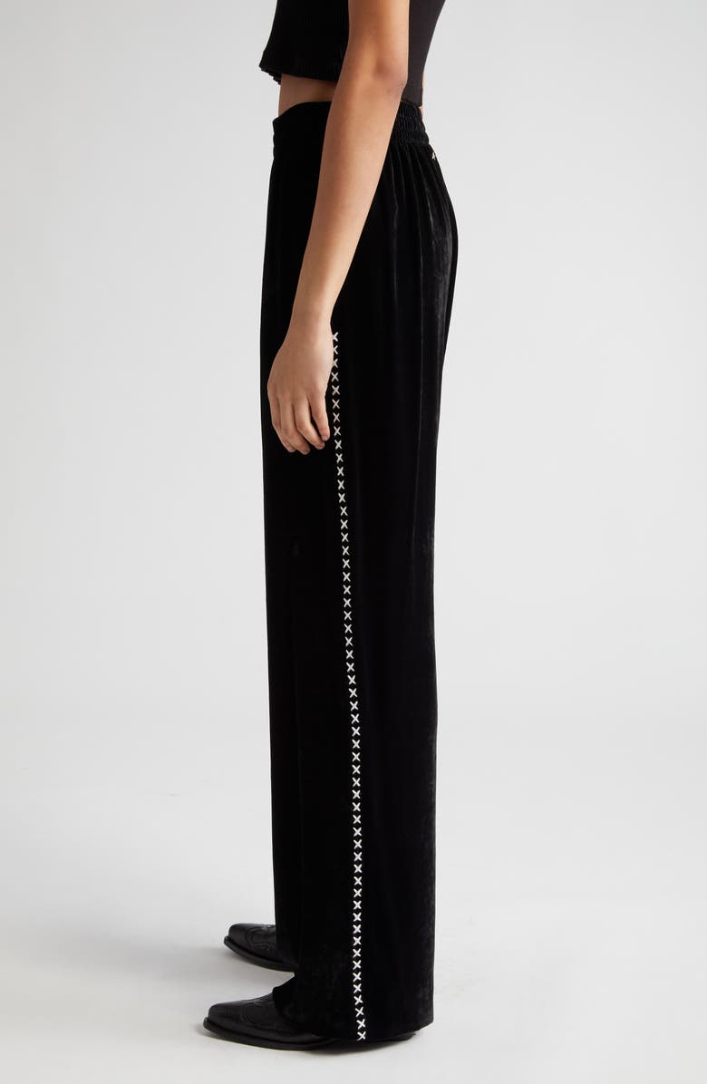 Golden Goose Journey Embroidered Side Stripe Velvet Track Pants, Alternate, color, 