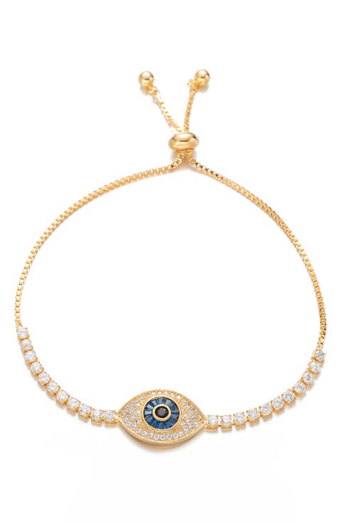 Blue Eye Cubic Zirconia Bolo Bracelet