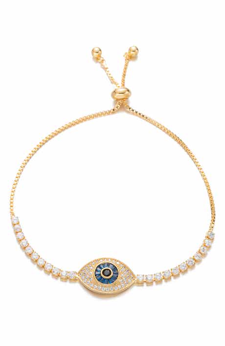 EYE CANDY LOS ANGELES Blue Eye Cubic Zirconia Bolo Bracelet