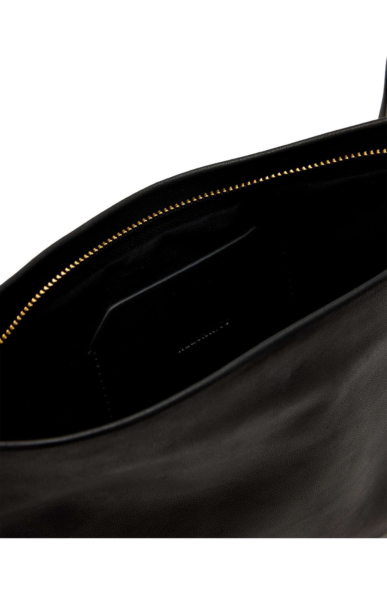 AllSaints Bettina Leather Clutch, Alternate, color, Black