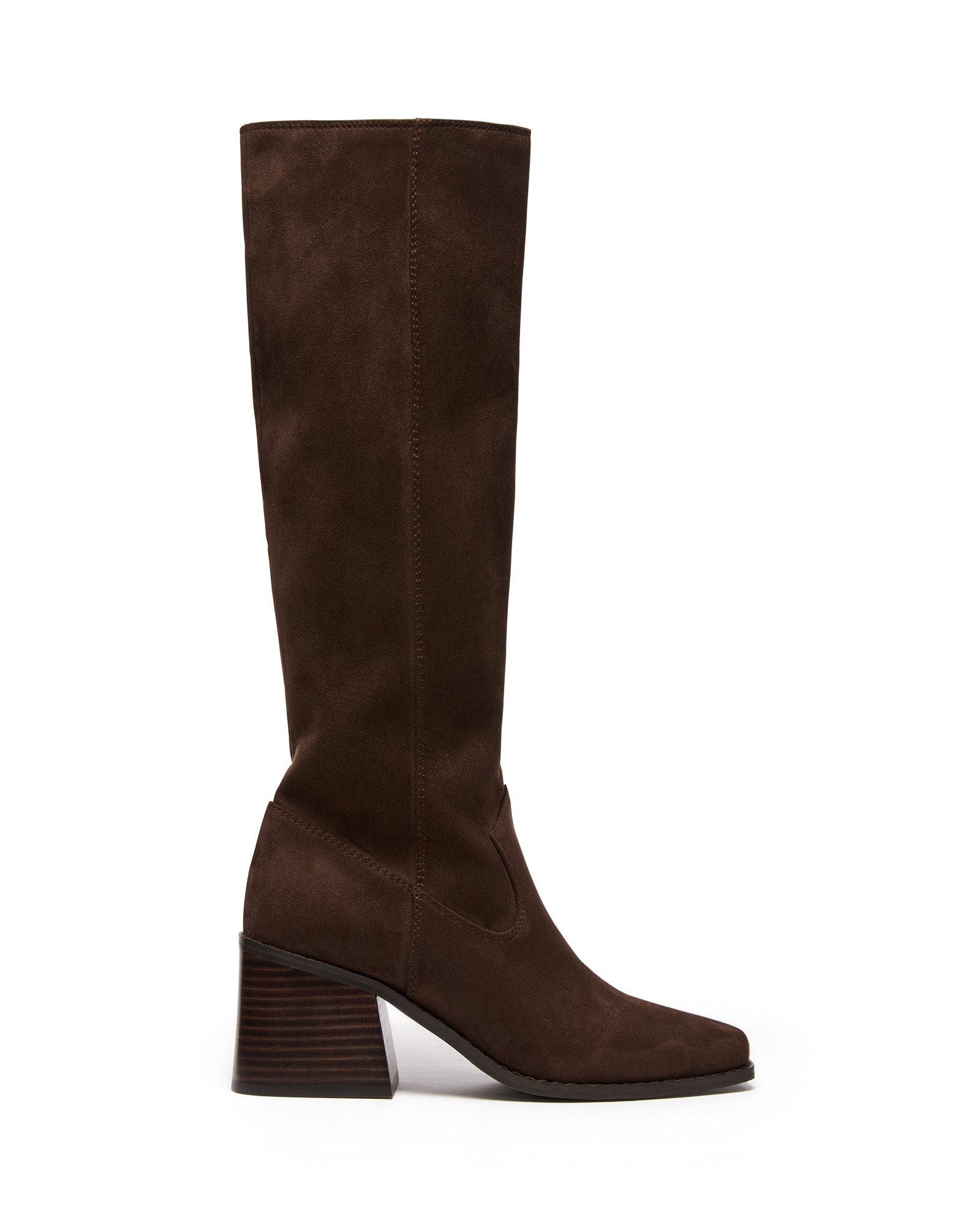 Quinn Square Toe Block Heel Tall Boot, Alternate, color, CHOCOLATE MICROSUEDE