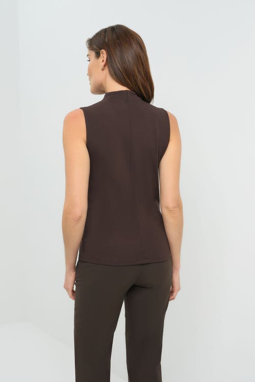 Anatomie Siobhan Sleeveless High Neck Pima Rib Top In Brown