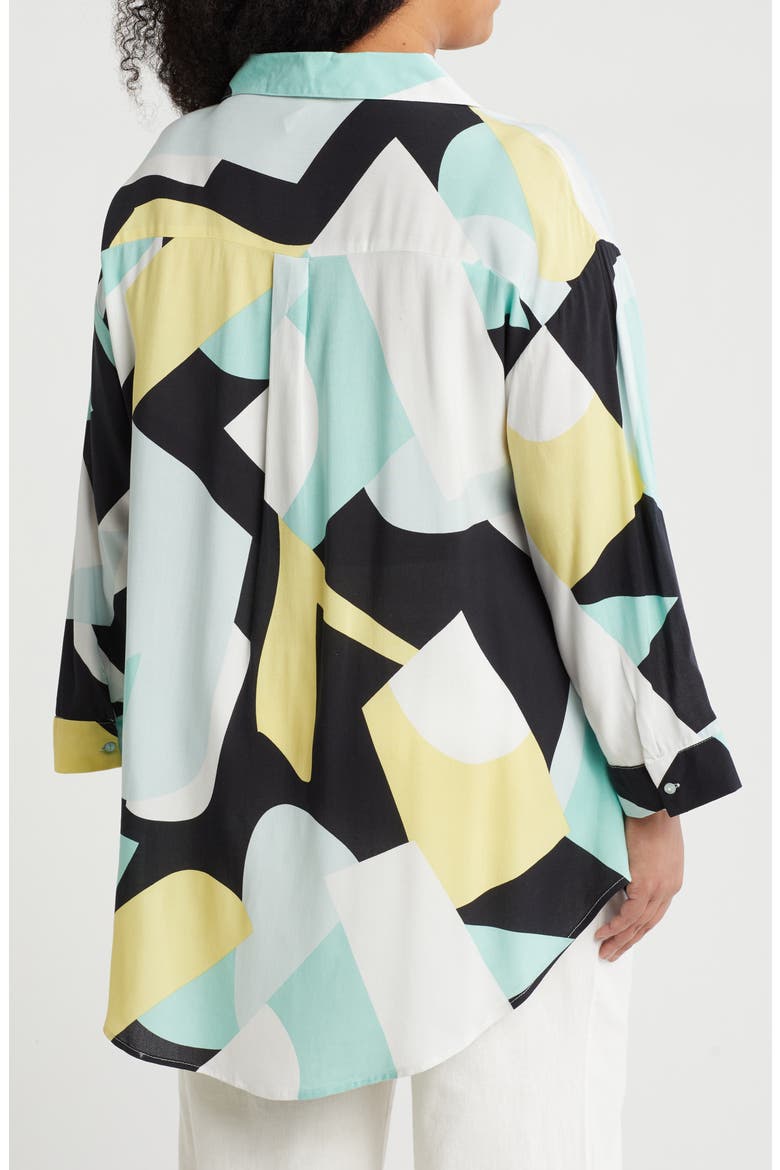 Floral Button-Up Tunic, Alternate, color, YELLOW-AQUA PRINT