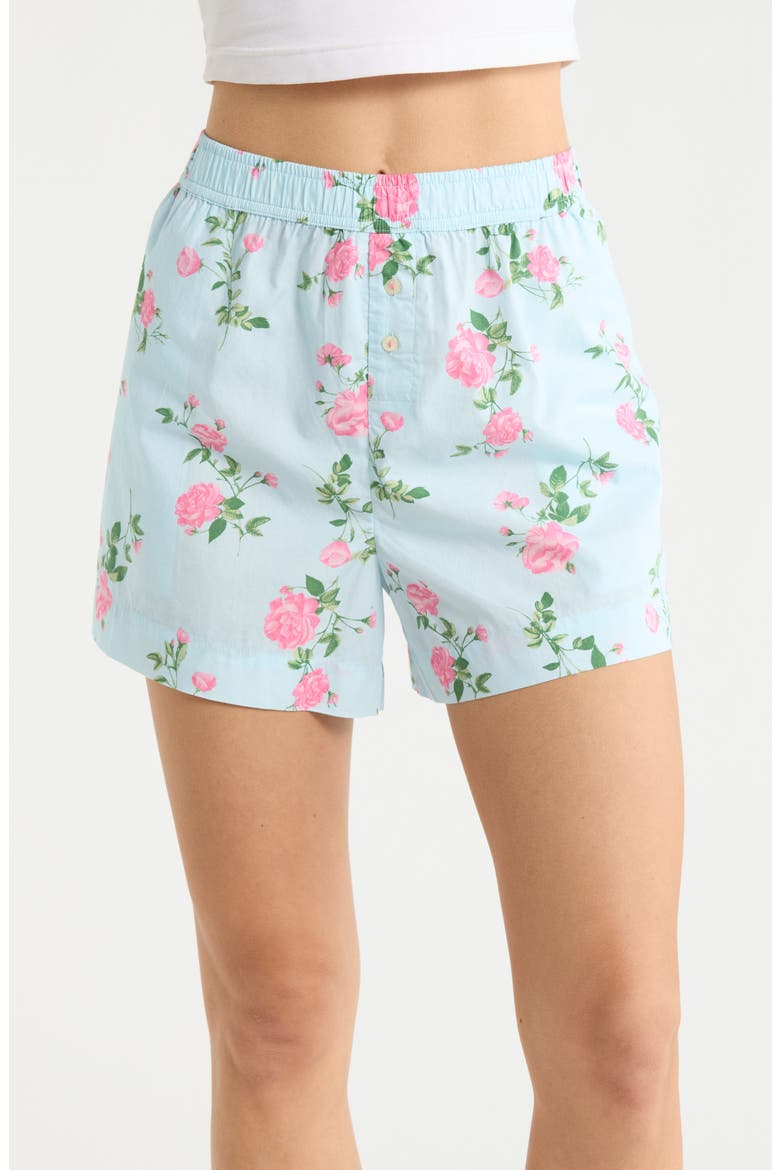 Oversize Boyfriend Boxer Shorts, Main, color, BLUE- PINK MOOD FLORAL