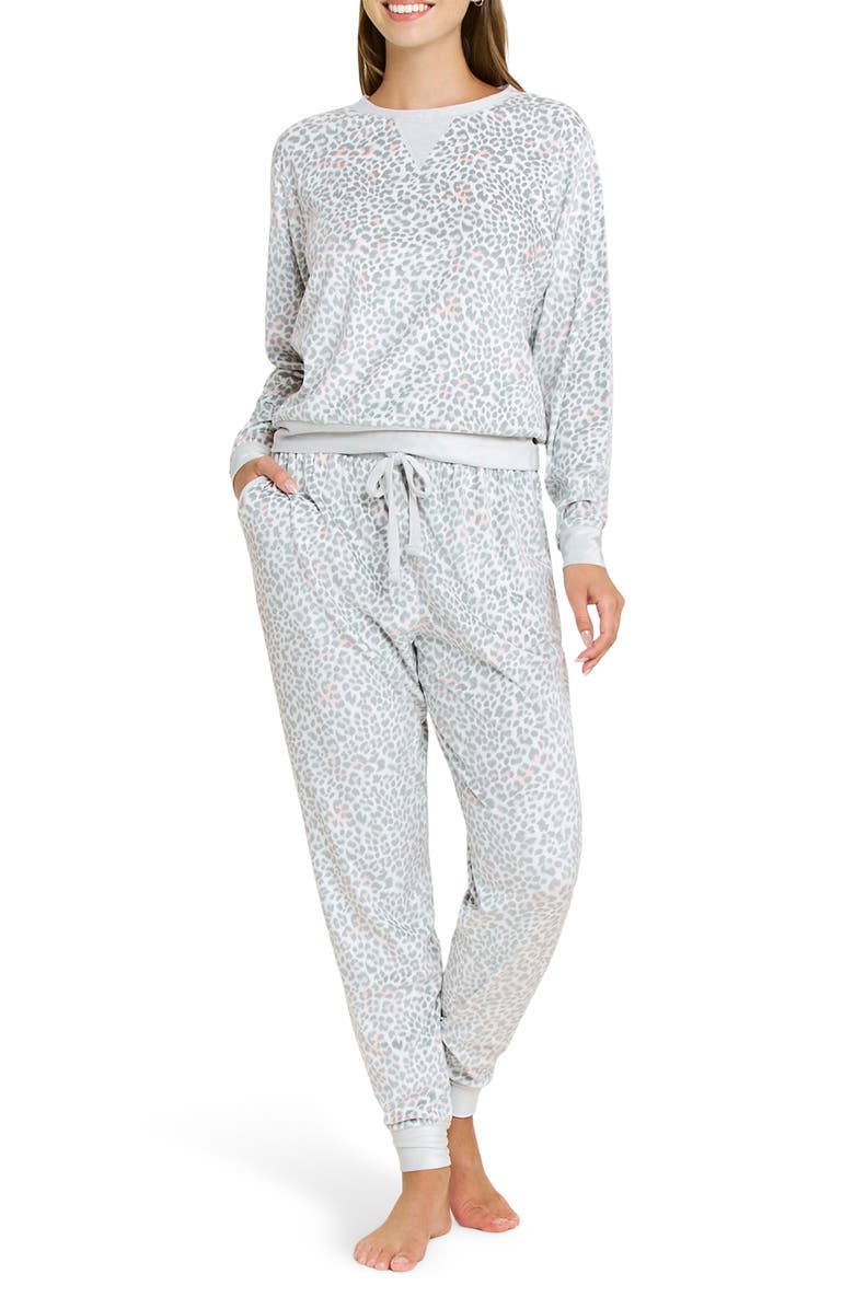Honeydew Simply Cozy Velour Pajamas, Main, color, Snowleopard