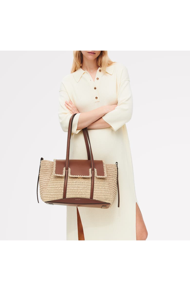 Radley The Chancery - Raffia Medium Flapover Woven Shoulder Bag, Alternate, color, Natural