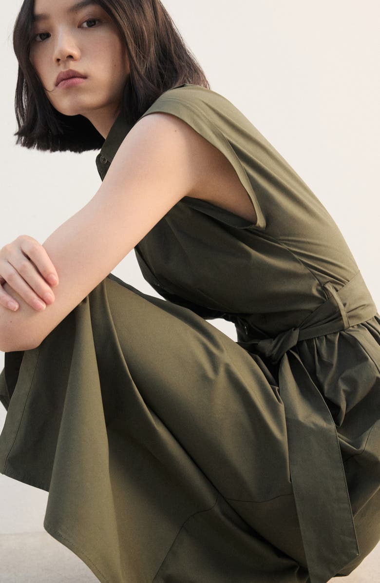 MANGO Tie Belt Shirtdress, Alternate, color, Khaki Green