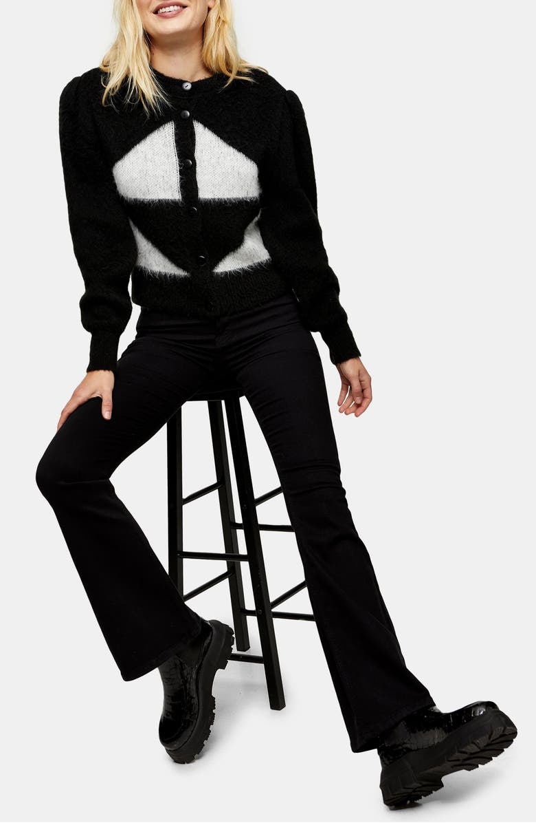 Topshop Brushed Argyle Cardigan, Alternate, color,