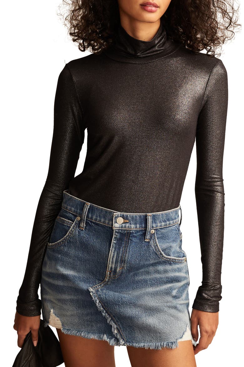 Turtleneck Long Sleeve Layering Top, Main, color, JET BLACK
