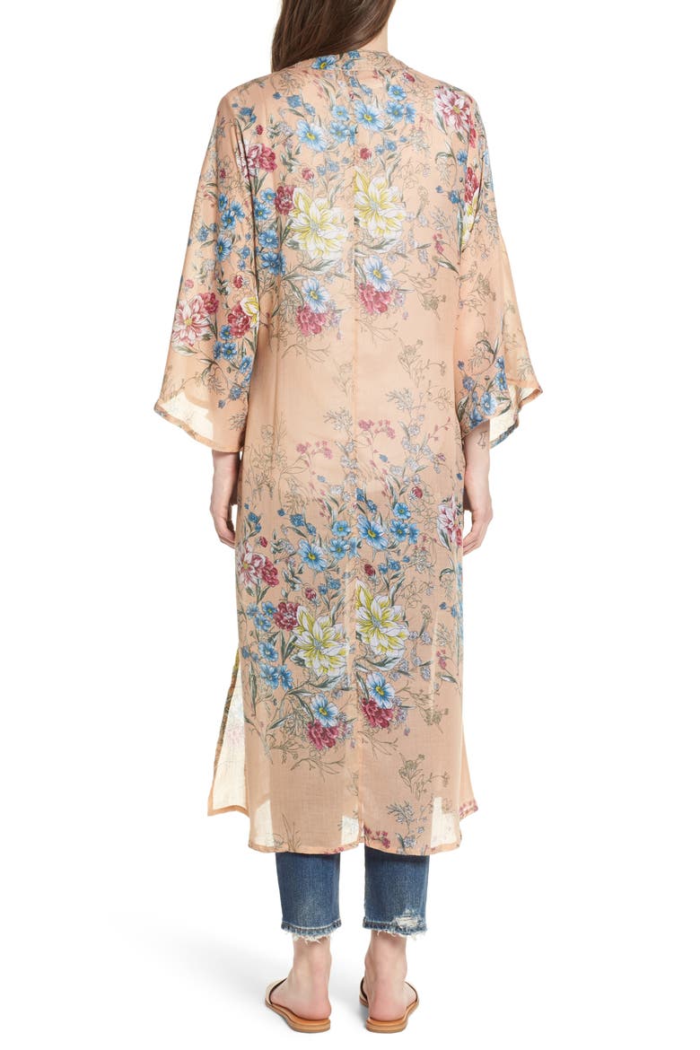 Floral Kimono Duster, Alternate, color, BLUSH