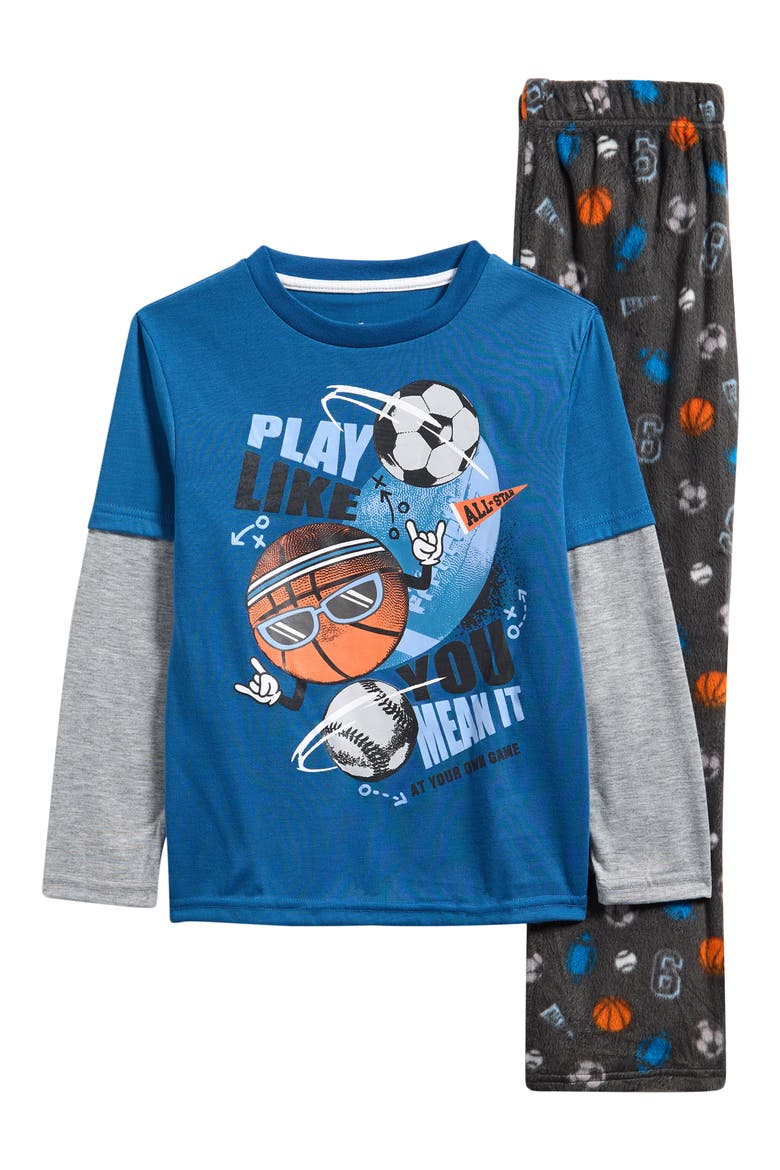 Kids' Graphic 2-Piece Pajamas, Main, color, BLUE