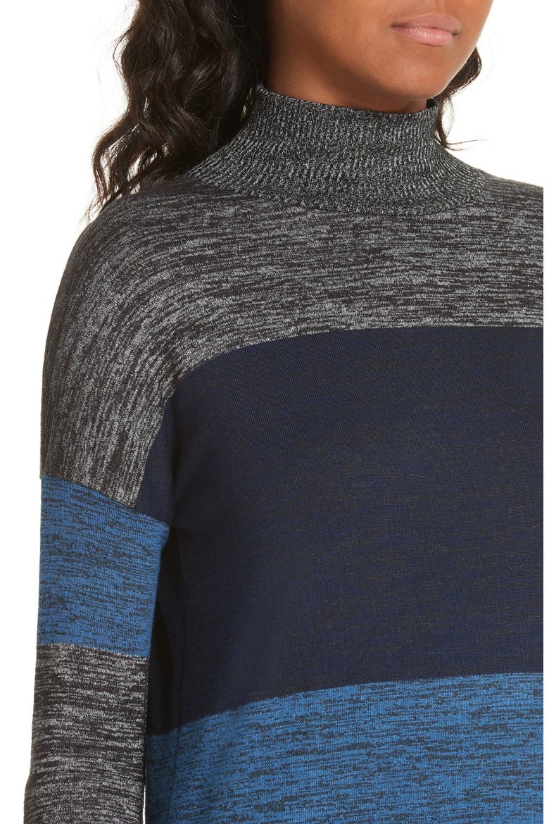 Bowery Stripe Turtleneck Sweater Dress, Alternate, color, BLUE STRIPE