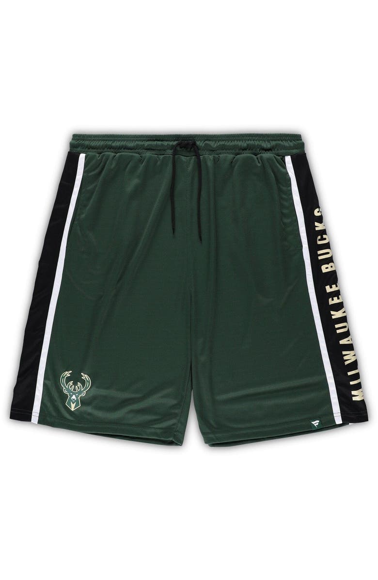 FANATICS Men's Fanatics Branded Hunter Green Milwaukee Bucks Big & Tall Referee Iconic Mesh Shorts, Main, color, Hunter Green