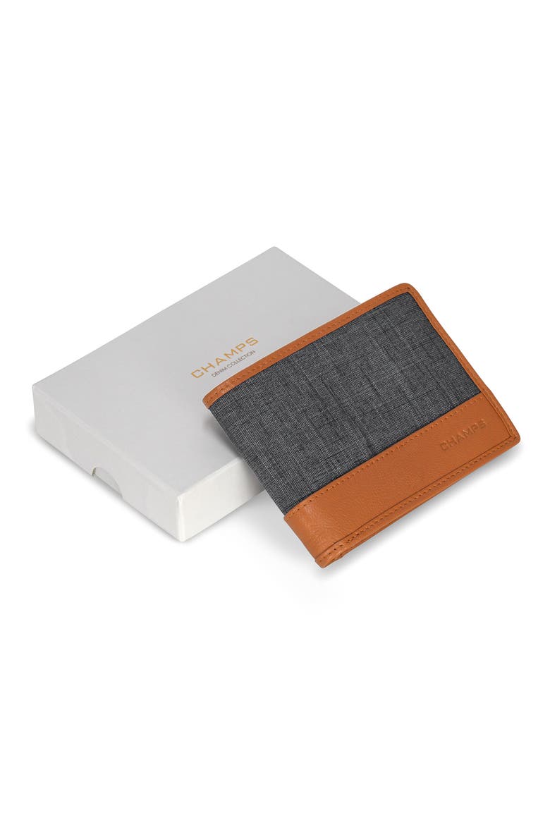 Denim Top Wing Bifold Wallet, Alternate, color, TAN/BLACK