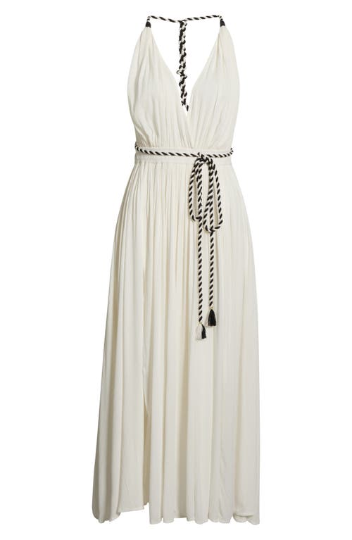 Elan Plunge Tie Belt Maxi Cover-up Dress In White