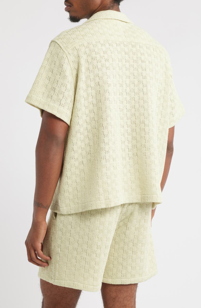 RIZORT Gregory Basket Weave Knit Camp Shirt, Alternate, color, Green