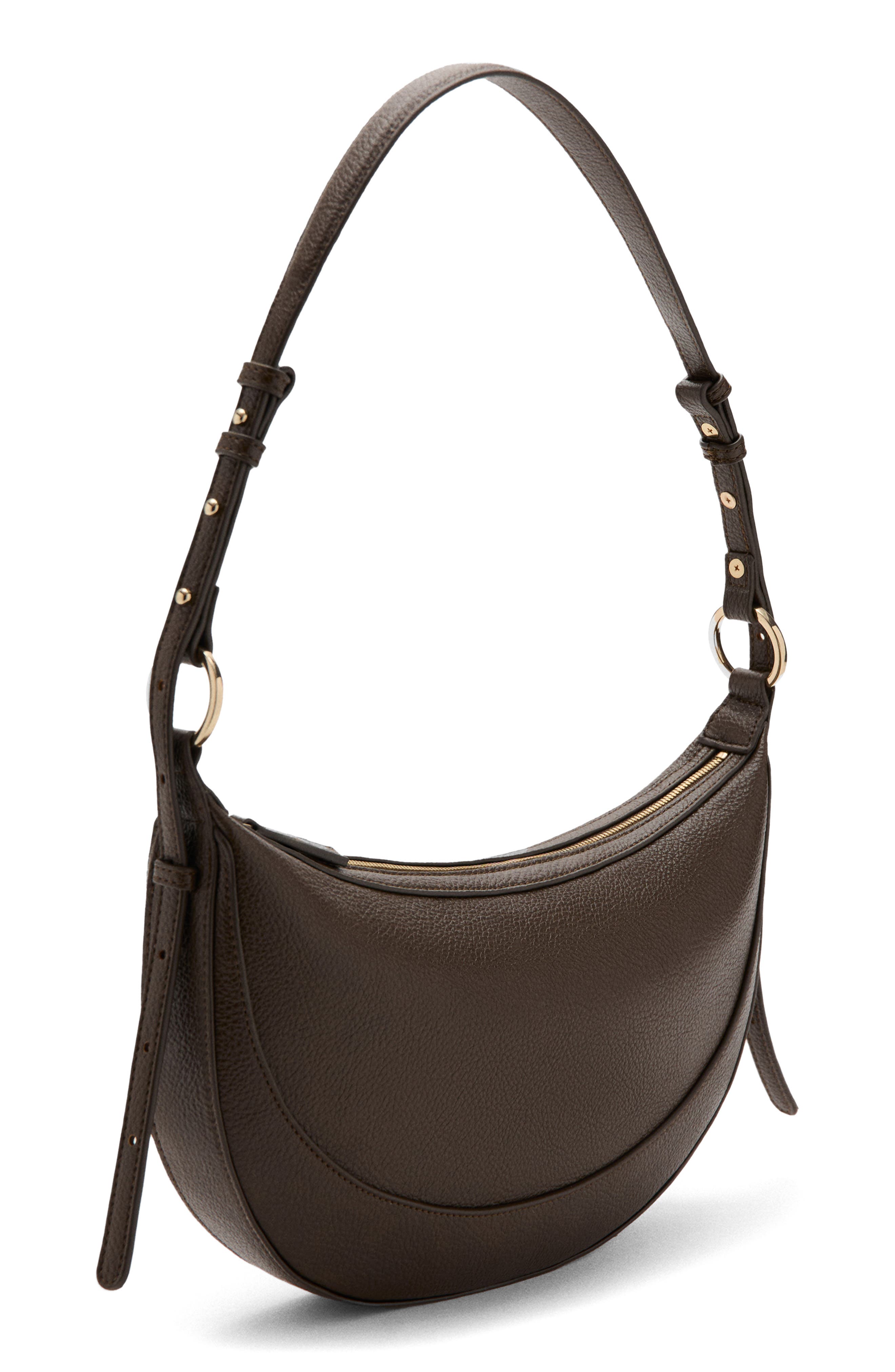 MANGO Oval Faux Leather Shoulder Bag, Alternate, color, Khaki