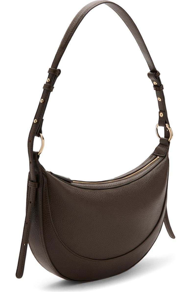 MANGO Oval Faux Leather Shoulder Bag, Alternate, color, Khaki