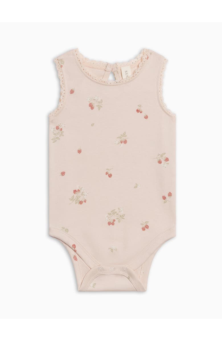 KENDI by Colored Organics Organic Luna Lace Tank Bodysuit, Alternate, color, Raspberries / Shell + Mint