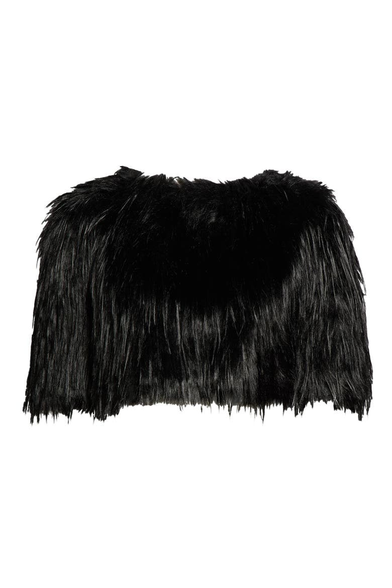 Faux Fur Cape, Alternate, color, NOIR