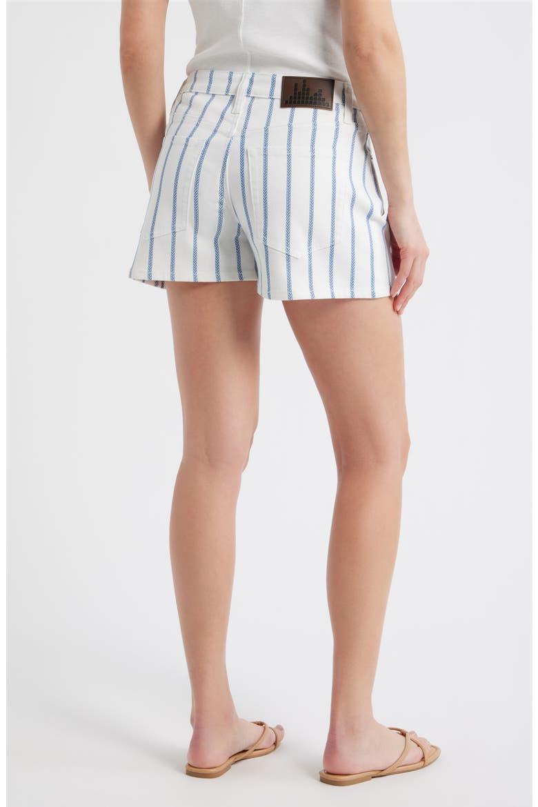Stripe Denim Shorts, Alternate, color, WHITE/ COBALT