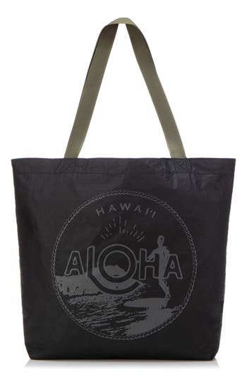 Aloha Collection Waikiki Seal Reversible Tote Bag In Black