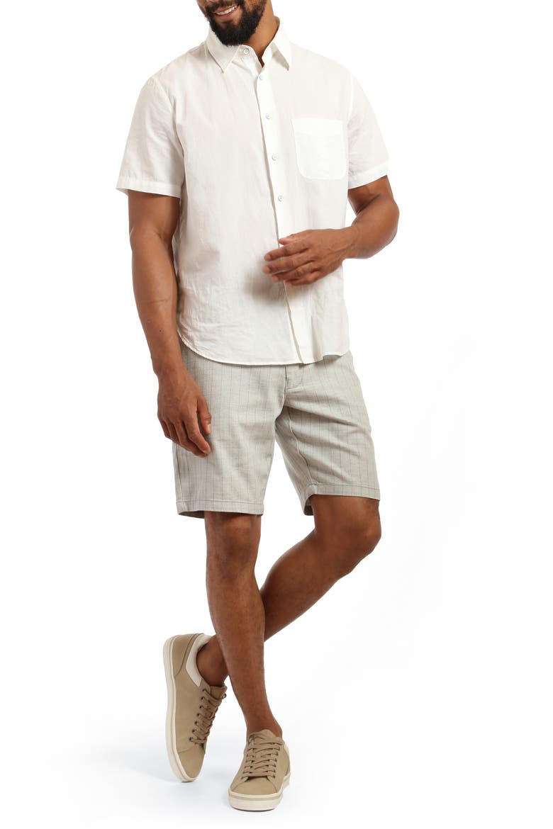Noah Pinstripe Flat Front Stretch Twill Shorts, Alternate, color, GREY STRIPE LINEN