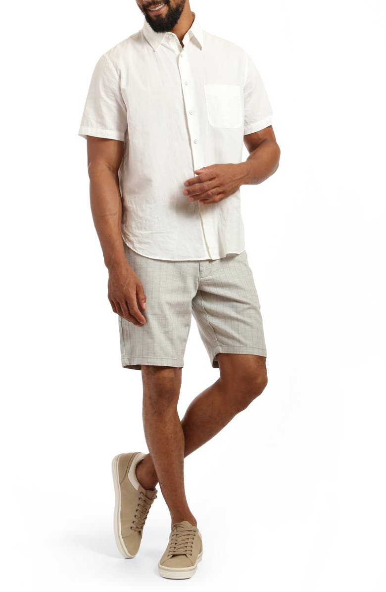 Mavi Jeans Noah Pinstripe Flat Front Stretch Twill Shorts, Alternate, color, Grey Stripe Linen