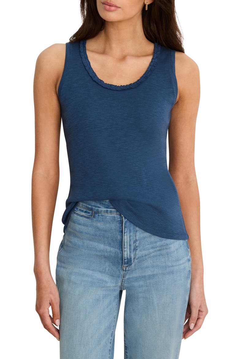 Ruffle Neck Tank, Main, color, RICH INDIGO