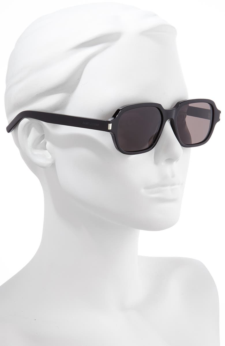 Saint Laurent 53mm Rectangle Sunglasses, Alternate, color,