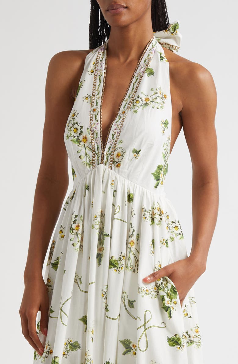 Camilla Botanical Utopia Tiered Organic Cotton Halter Maxi Dress, Alternate, color, Botanical Utopia