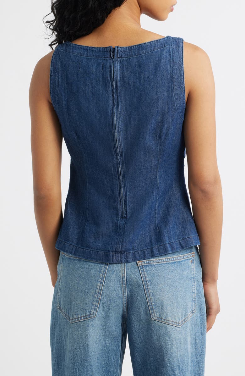 Madewell Ruched Denim Shell Top, Alternate, color, Light Rinse