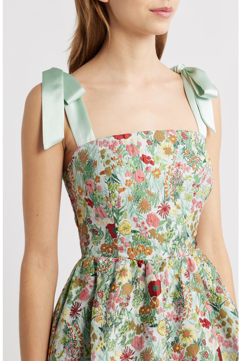 Natalie Brocade Cocktail Minidress, Alternate, color, GREEN MULTI FLORAL