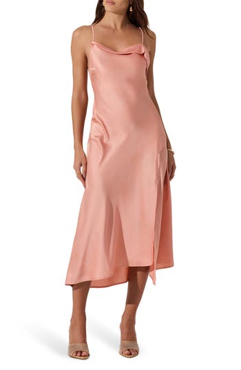 Astr The Label Cowl Neck Slipdress In Coral
