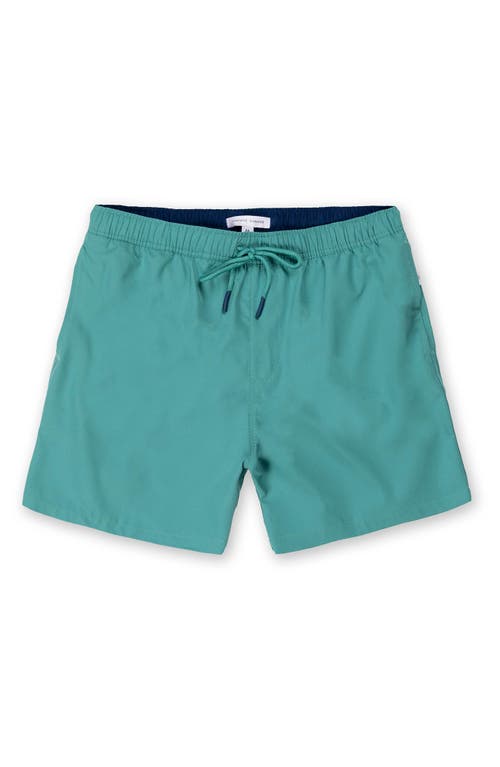 Vintage Summer Kids' Solid Water Repellent Swim Trunks In Teal