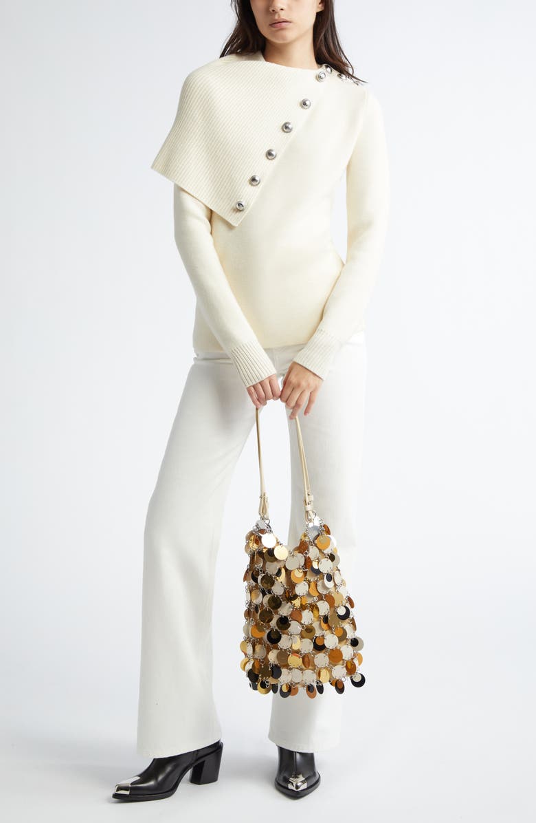 Rabanne 1969 Signature Discs High Waist Wide Leg Jeans, Alternate, color,