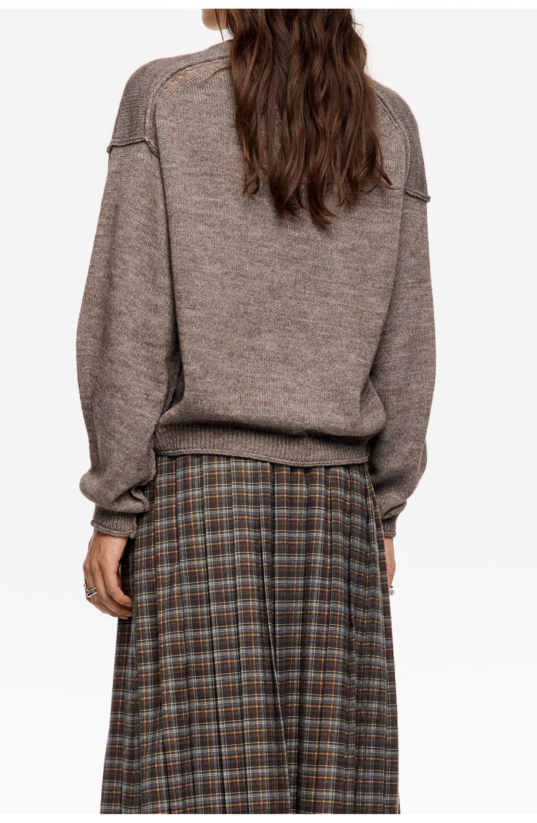 Bimba y Lola Wool V-Neck Sweater, Alternate, color, Taupe