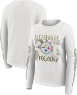 WEAR by Erin Andrews Women's WEAR by Erin Andrews  White Pittsburgh Steelers Graphic Waffle Long-Sleeve T-Shirt