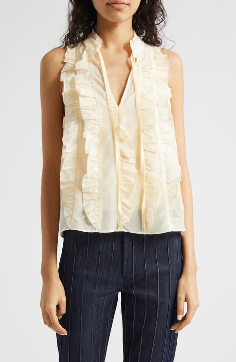 Dallin Floral Sleeveless Cotton & Silk Top