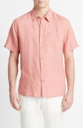 Vince Classic Fit Short Sleeve Linen Shirt