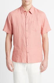 Vince Classic Fit Short Sleeve Linen Shirt