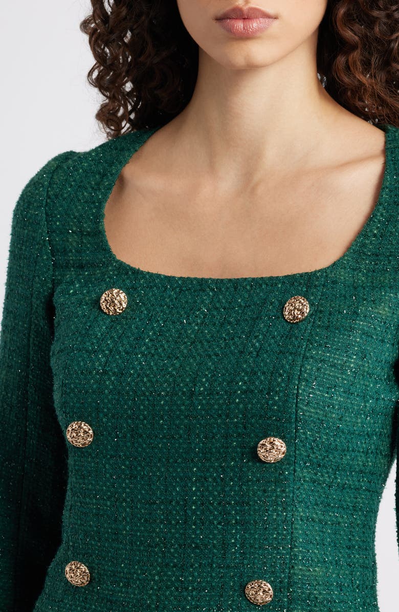 French Connection Shante Shimmer Tweed Top, Alternate, color, Evergreen