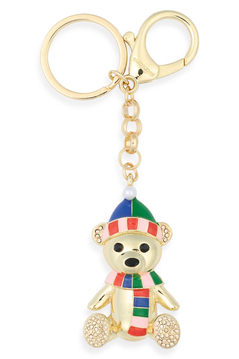 Cozy Companion Teddy Bear Bag Charm, Main, color, ZINC MULTI