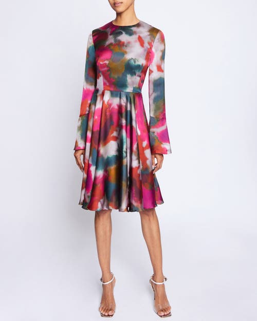 Santorelli Roni Abstract-print Charmeuse Dress In Sedona Multi