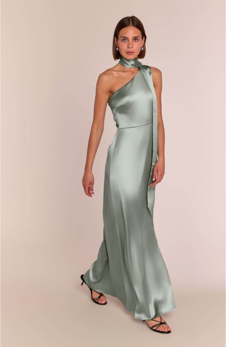 Rewritten Porto One Shoulder Dress, Alternate, color, Sage Green