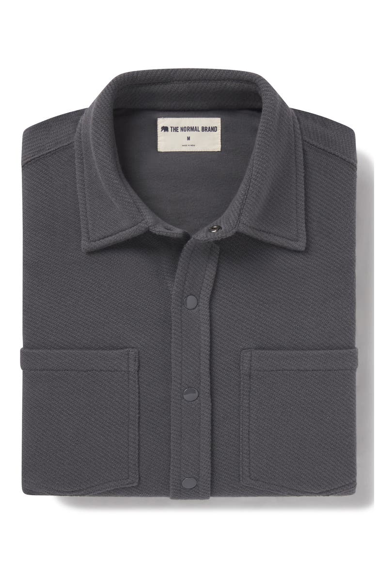Looped Terry Button-Up Shirt, Alternate, color, SHADOW