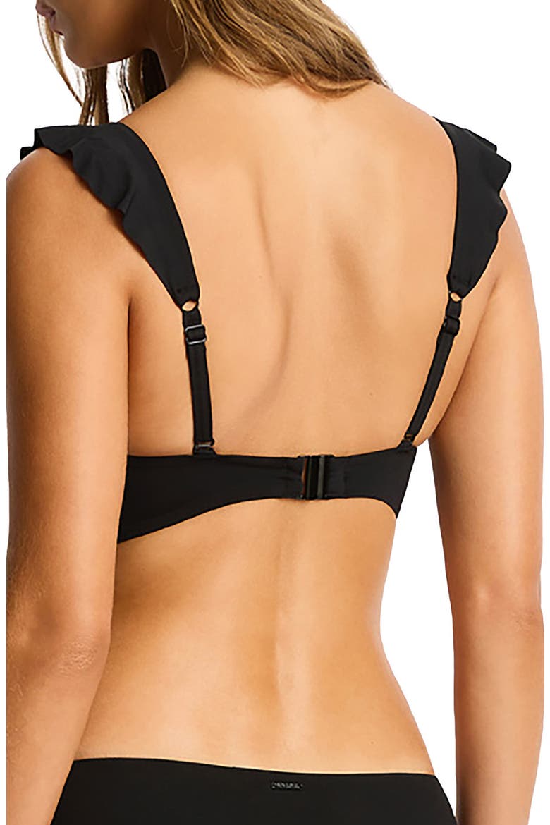 Frill Bikini Top, Alternate, color, BLACK