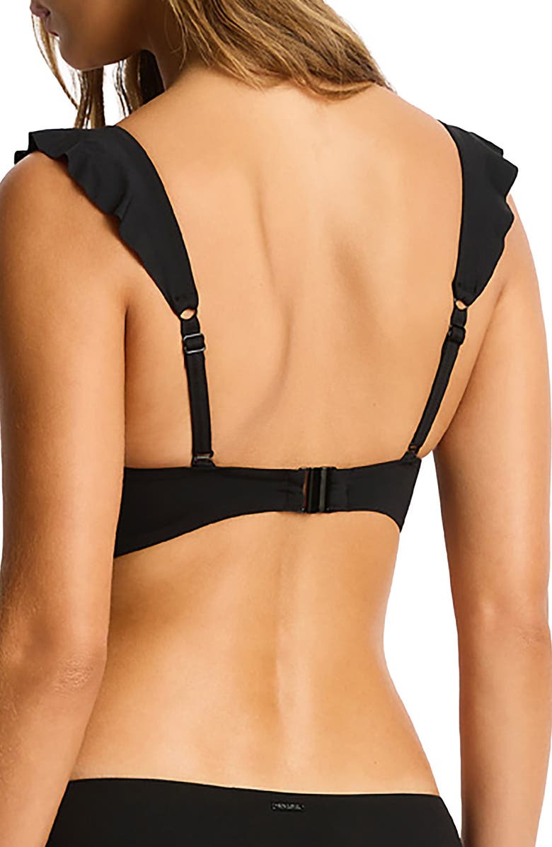 Sea Level Frill Bikini Top, Alternate, color, Black